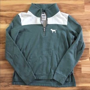PINK Granite Green Quarter Zip Perfect Pullover